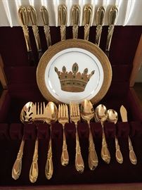 2 Sets of Gold Stainless Steel Flatware  (Service for 8)
    