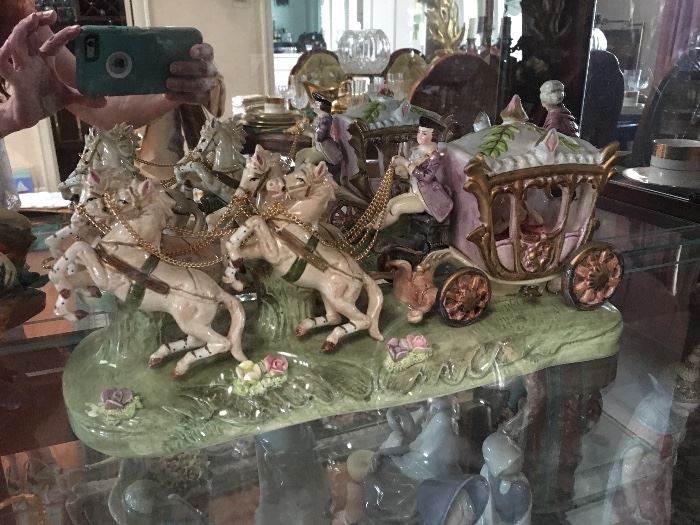 Vintage Capodimonte Cinderella with Carriage & Horses