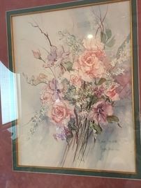 Pair of Barbara Mock Signed Floral Prints