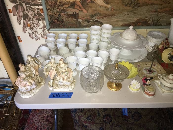 Large group of milk glass