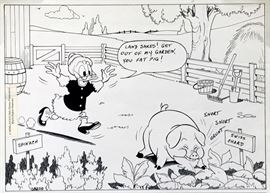 WALT DISNEY PRODUCTIONS - Original Comic Book & Comic Strip Artwork - MCMLXXXIII. DONALD DUCK & SCROOGE MCDUCK in "Grandma Quits" Page 1, Panel 1 - INKS