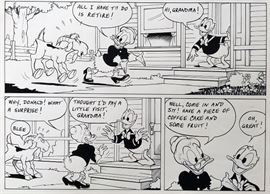 WALT DISNEY PRODUCTIONS - Original Comic Book & Comic Strip Artwork - MCMLXXXIII. DONALD DUCK & SCROOGE MCDUCK in "Grandma Quits" Page 2, Panel 2 - INKS