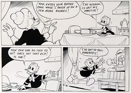 WALT DISNEY PRODUCTIONS - Original Comic Book & Comic Strip Artwork - MCMLXXXIII. DONALD DUCK & SCROOGE MCDUCK in "Grandma Quits" Page 3, Panel 2 - INKS