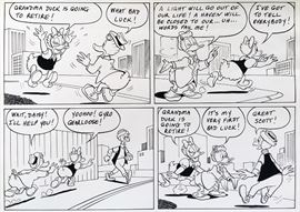 WALT DISNEY PRODUCTIONS - Original Comic Book & Comic Strip Artwork - MCMLXXXIII. DONALD DUCK & SCROOGE MCDUCK in "Grandma Quits" Page 5, Panel 1 - INKS