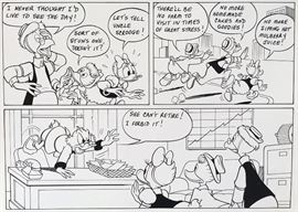 WALT DISNEY PRODUCTIONS - Original Comic Book & Comic Strip Artwork - MCMLXXXIII. DONALD DUCK & SCROOGE MCDUCK in "Grandma Quits" Page 5, Panel 2 - INKS
