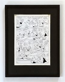 WALT DISNEY PRODUCTIONS - Original Comic Book & Comic Strip Artwork - MCMLXXXIII. DONALD DUCK & SCROOGE MCDUCK in "Grandma Quits" Page 5 of 10, Full Panel - INKS (Framing Materials Sold Separately)