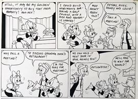 WALT DISNEY PRODUCTIONS - Original Comic Book & Comic Strip Artwork - MCMLXXXIII. DONALD DUCK & SCROOGE MCDUCK in "Grandma Quits" Page 6, Panel 1 - INKS