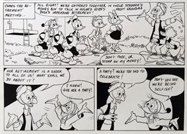 WALT DISNEY PRODUCTIONS - Original Comic Book & Comic Strip Artwork - MCMLXXXIII. DONALD DUCK & SCROOGE MCDUCK in "Grandma Quits" Page 6, Panel 2 - INKS