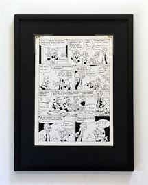 WALT DISNEY PRODUCTIONS - Original Comic Book & Comic Strip Artwork - MCMLXXXIII. DONALD DUCK & SCROOGE MCDUCK in "Grandma Quits" Page 6 of 10, Full Panel - INKS (Framing Materials Sold Separately)