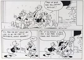 WALT DISNEY PRODUCTIONS - Original Comic Book & Comic Strip Artwork - MCMLXXXIII. DONALD DUCK & SCROOGE MCDUCK in "Grandma Quits" Page 7, Panel 2 - INKS