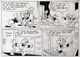 WALT DISNEY PRODUCTIONS - Original Comic Book & Comic Strip Artwork - MCMLXXXIII. DONALD DUCK & SCROOGE MCDUCK in "Grandma Quits" Page 8, Panel 1 - INKS