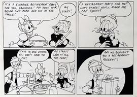 WALT DISNEY PRODUCTIONS - Original Comic Book & Comic Strip Artwork - MCMLXXXIII. DONALD DUCK & SCROOGE MCDUCK in "Grandma Quits" Page 9, Panel 2 - INKS