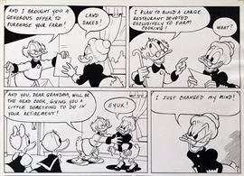WALT DISNEY PRODUCTIONS - Original Comic Book & Comic Strip Artwork - MCMLXXXIII. DONALD DUCK & SCROOGE MCDUCK in "Grandma Quits" Page 10, Panel 1 - INKS