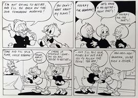 WALT DISNEY PRODUCTIONS - Original Comic Book & Comic Strip Artwork - MCMLXXXIII. DONALD DUCK & SCROOGE MCDUCK in "Grandma Quits" Page 10, Panel 2 - INKS