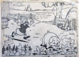WALT DISNEY PRODUCTIONS - Original Comic Book & Comic Strip Artwork - MCMLXXXIII. DONALD DUCK in "Grandma Quits" Page 1 of 10, Panel 1 - INKS and PENCILS (with Edits)