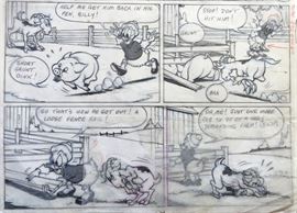 WALT DISNEY PRODUCTIONS - Original Comic Book & Comic Strip Artwork - MCMLXXXIII. DONALD DUCK in "Grandma Quits" Page 1 of 10, Panel 2 - INKS and PENCILS (with Edits)