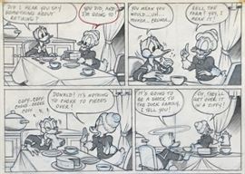 WALT DISNEY PRODUCTIONS - Original Comic Book & Comic Strip Artwork - MCMLXXXIII. DONALD DUCK in "Grandma Quits" Page 3 of 10, Panel 1 - INKS and PENCILS