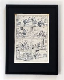 WALT DISNEY PRODUCTIONS - Original Comic Book & Comic Strip Artwork - MCMLXXXIII. DONALD DUCK in "Grandma Quits" Page 4 of 10, Full Panel - INKS and Pencils (Framing Materials Sold Separately)
