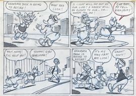WALT DISNEY PRODUCTIONS - Original Comic Book & Comic Strip Artwork - MCMLXXXIII. DONALD DUCK in "Grandma Quits" Page 5 of 10, Panel 1 - INKS and PENCILS