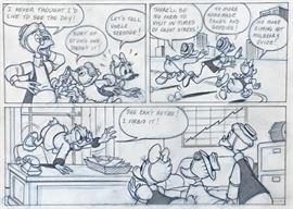 WALT DISNEY PRODUCTIONS - Original Comic Book & Comic Strip Artwork - MCMLXXXIII. DONALD DUCK in "Grandma Quits" Page 5 of 10, Panel 2 - INKS and PENCILS