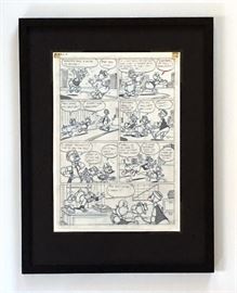 WALT DISNEY PRODUCTIONS - Original Comic Book & Comic Strip Artwork - MCMLXXXIII. DONALD DUCK in "Grandma Quits" Page 5 of 10, Full Panel - INKS and Pencils (Framing Materials Sold Separately)
