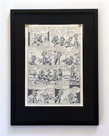 WALT DISNEY PRODUCTIONS - Original Comic Book & Comic Strip Artwork - MCMLXXXIII. DONALD DUCK in "Grandma Quits" Page 6 of 10, Full Panel - INKS and Pencils (Framing Materials Sold Separately)