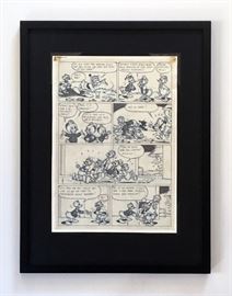 WALT DISNEY PRODUCTIONS - Original Comic Book & Comic Strip Artwork - MCMLXXXIII. DONALD DUCK in "Grandma Quits" Page 7 of 10, Full Panel - INKS and Pencils (Framing Materials Sold Separately)