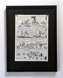 WALT DISNEY PRODUCTIONS - Original Comic Book & Comic Strip Artwork - MCMLXXXIII. DONALD DUCK in "Grandma Quits" Page 8 of 10, Full Panel - INKS and Pencils (Framing Materials Sold Separately)