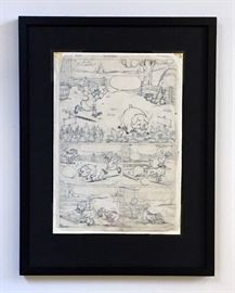 WALT DISNEY PRODUCTIONS - Original Comic Book & Comic Strip Artwork - MCMLXXXIII. DONALD DUCK in "Grandma Quits" Page 1 of 10, Full Panel - PENCILS (Framing Materials Sold Separately)