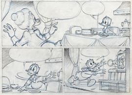 WALT DISNEY PRODUCTIONS - Original Comic Book & Comic Strip Artwork- MCMLXXXIII. DONALD DUCK in "Grandma Quits" Page 3 of 10, Panel 2 - PENCILS