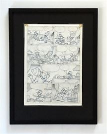 WALT DISNEY PRODUCTIONS - Original Comic Book & Comic Strip Artwork - MCMLXXXIII. DONALD DUCK in "Grandma Quits" Page 3 of 10, Full Panel - PENCILS (Framing Materials Sold Separately)