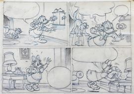 WALT DISNEY PRODUCTIONS - Original Comic Book & Comic Strip Artwork - MCMLXXXIII. DONALD DUCK in "Grandma Quits" Page 4 of 10, Panel 1 - PENCILS