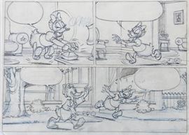 WALT DISNEY PRODUCTIONS - Original Comic Book & Comic Strip Artwork - MCMLXXXIII. DONALD DUCK in "Grandma Quits" Page 4 of 10, Panel 2 - PENCILS