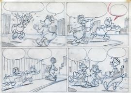 WALT DISNEY PRODUCTIONS - Original Comic Book & Comic Strip Artwork - MCMLXXXIII. DONALD DUCK in "Grandma Quits" Page 5 of 10, Panel 1 - PENCILS (with Edits)