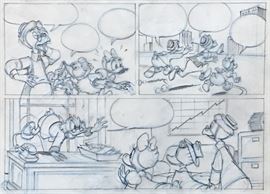 WALT DISNEY PRODUCTIONS - Original Comic Book & Comic Strip Artwork - MCMLXXXIII. DONALD DUCK in "Grandma Quits" Page 5 of 10, Panel 2 - PENCILS