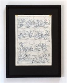 WALT DISNEY PRODUCTIONS - Original Comic Book & Comic Strip Artwork - MCMLXXXIII. DONALD DUCK in "Grandma Quits" Page 5 of 10, Full Panel - PENCILS (Framing Materials Sold Separately)