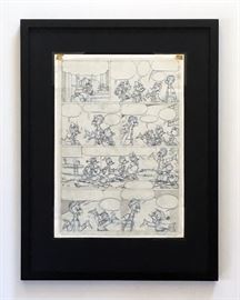 WALT DISNEY PRODUCTIONS - Original Comic Book & Comic Strip Artwork - MCMLXXXIII. DONALD DUCK in "Grandma Quits" Page 6 of 10, Full Panel - PENCILS (Framing Materials Sold Separately)