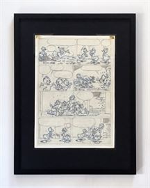 WALT DISNEY PRODUCTIONS - Original Comic Book & Comic Strip Artwork - MCMLXXXIII. DONALD DUCK in "Grandma Quits" Page 7 of 10, Full Panel - PENCILS (Framing Materials Sold Separately)
