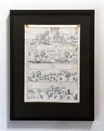 WALT DISNEY PRODUCTIONS - Original Comic Book & Comic Strip Artwork - MCMLXXXIII. DONALD DUCK in "Grandma Quits" Page 8 of 10, Full Panel - PENCILS (Framing Materials Sold Separately)