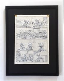 WALT DISNEY PRODUCTIONS - Original Comic Book & Comic Strip Artwork - MCMLXXXIII. DONALD DUCK in "Grandma Quits" Page 9 of 10, Full Panel - PENCILS (Framing Materials Sold Separately)