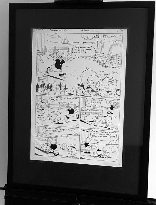 Disney Original Comic Book and Comic Strip Artwork Page 1 - Donald Duck in Grandma Quits - (Framing Materials Sold Separately)