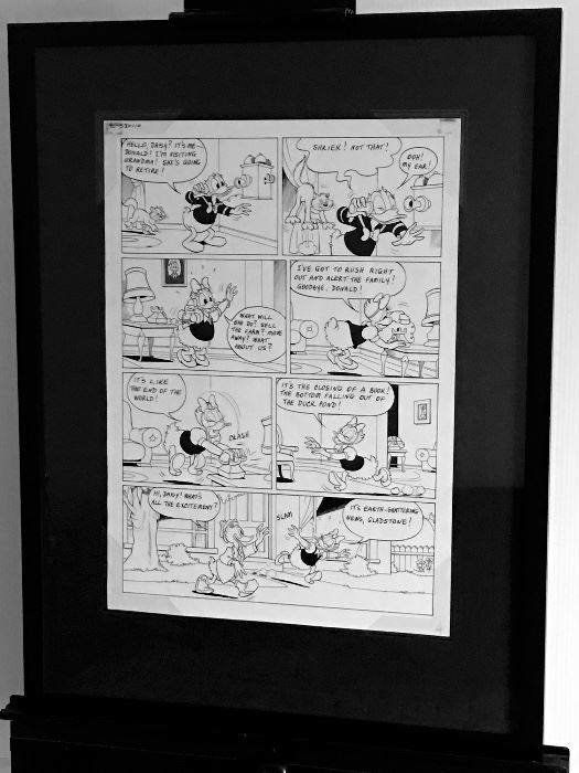 Disney Original Comic Book and Comic Strip Artwork Page 4 - Donald Duck in Grandma Quits - (Framing Materials Sold Separately)