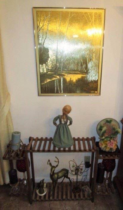 Display/plant stand, vintage pictures, collectibles
