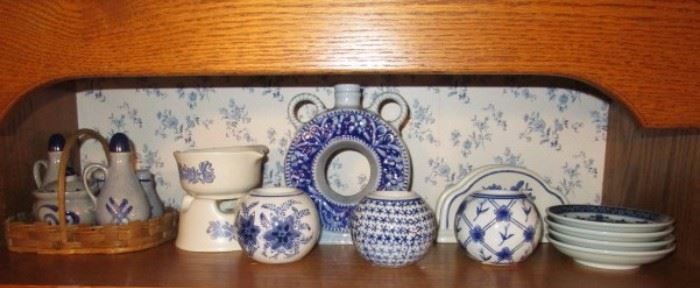Blue & white stoneware, porcelain collectibles