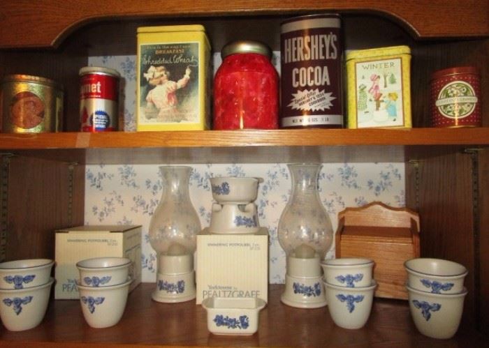 Yorktown Pfaltzgraff and vintage tins