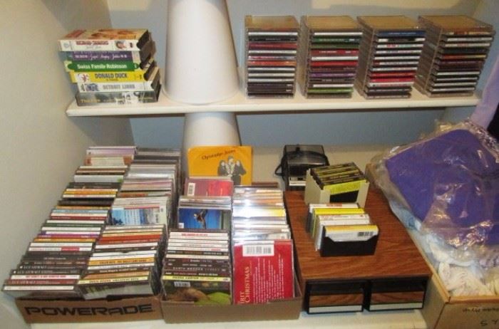 CD's, VHS tapes, cassettes