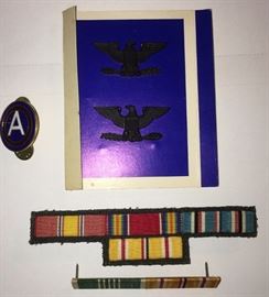 Military ribbons and rank pins