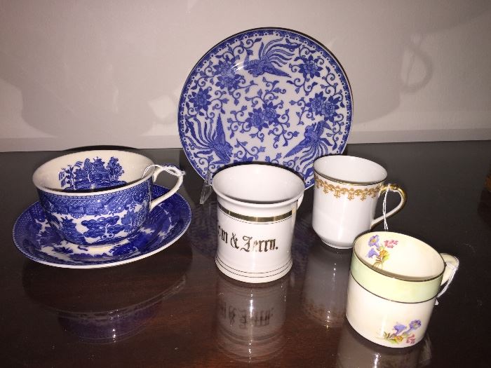 Blue Willow Cup and Saucer, Vintage Demitasse Cups