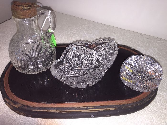 Antique Syrup, Pressed Glass, Crystal Paperweight