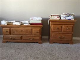 Oak blanket chest and night stand